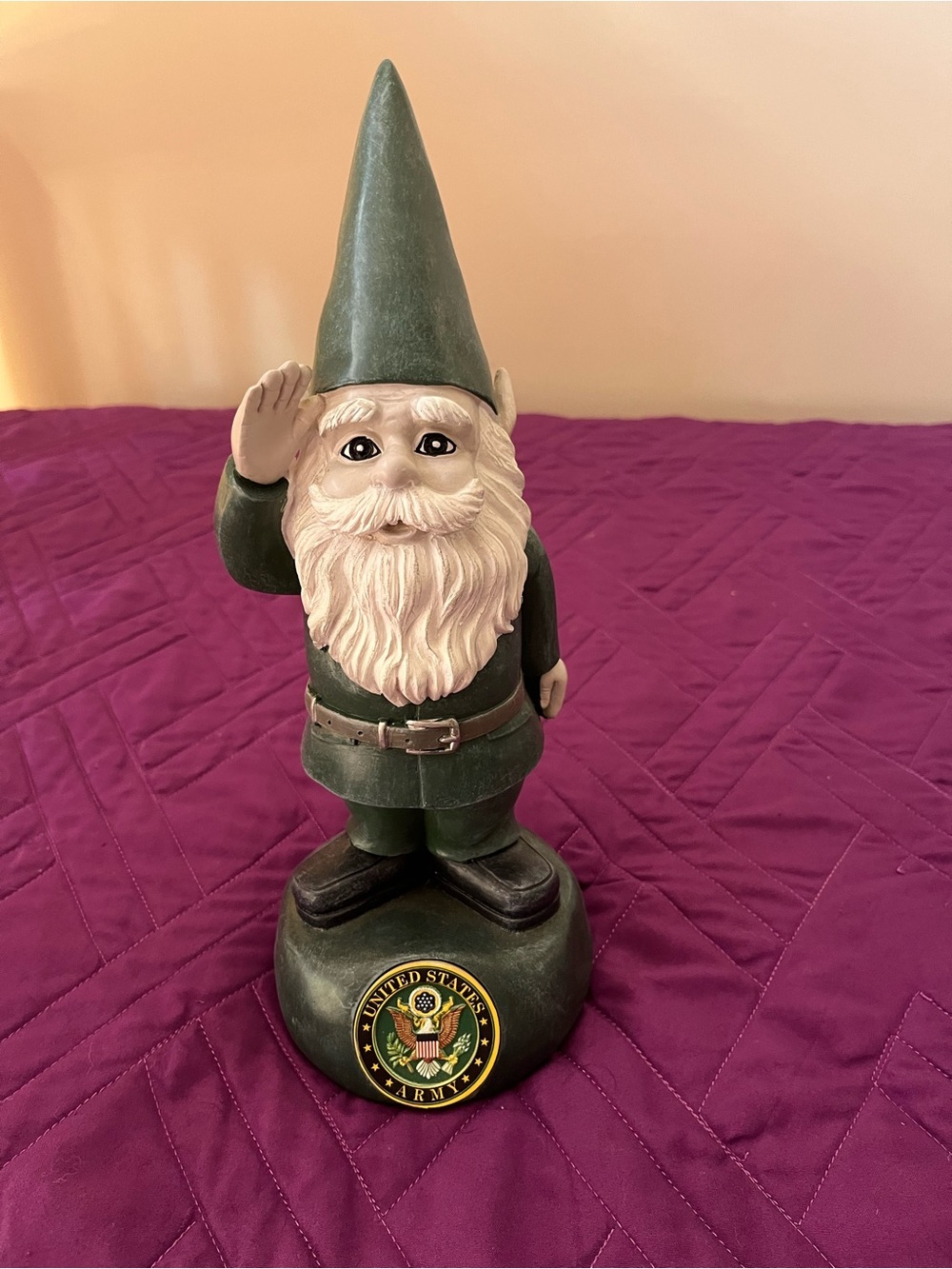 Patriotic Green Saluting Gnome Holiday Figurine